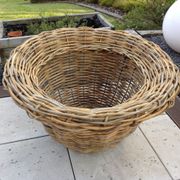 Round pot cover "King size" in rattan/vintage 70 years