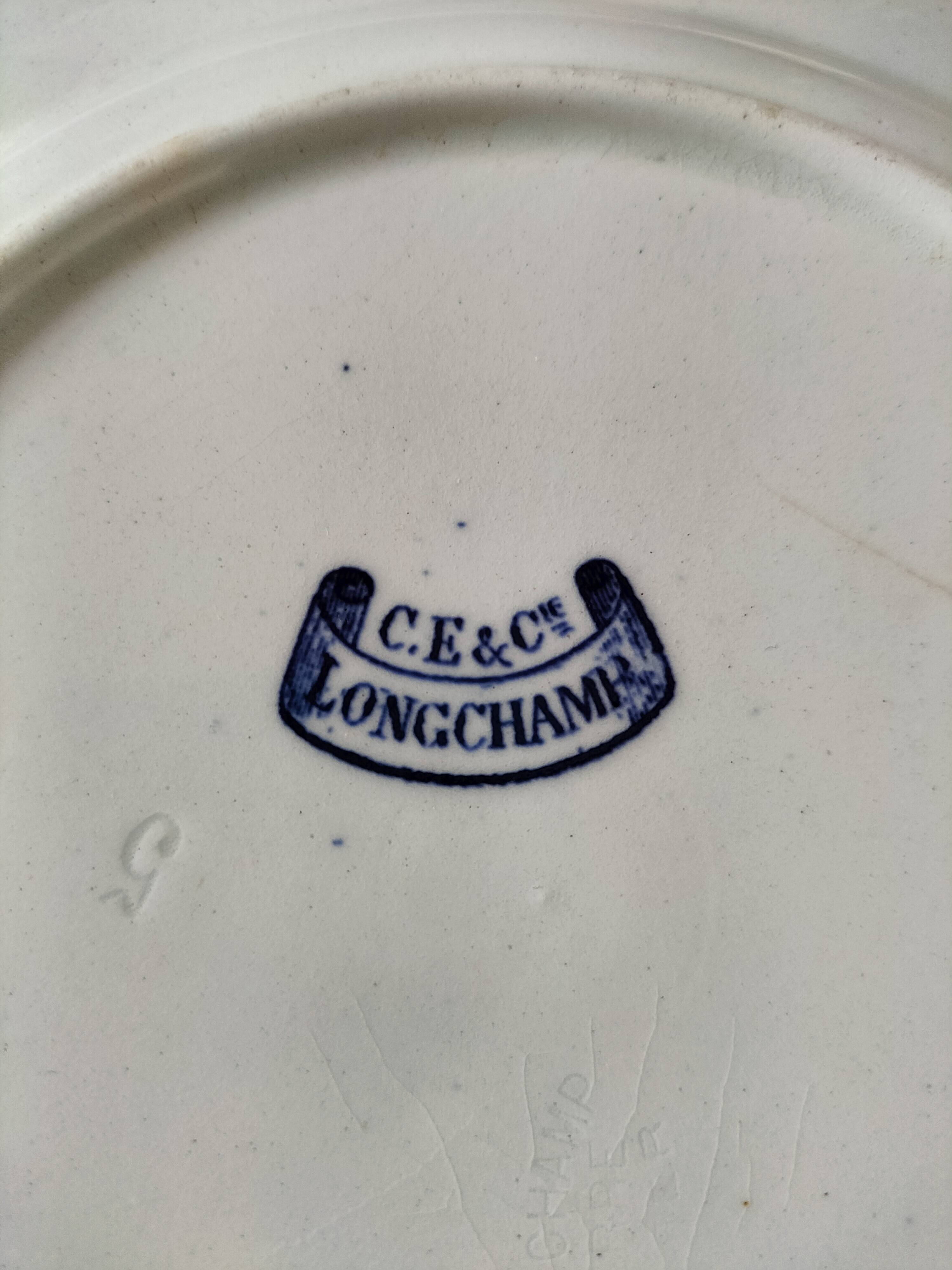 Set of 6 ironstone plates in shades of blue, late 19th to early 20th century.