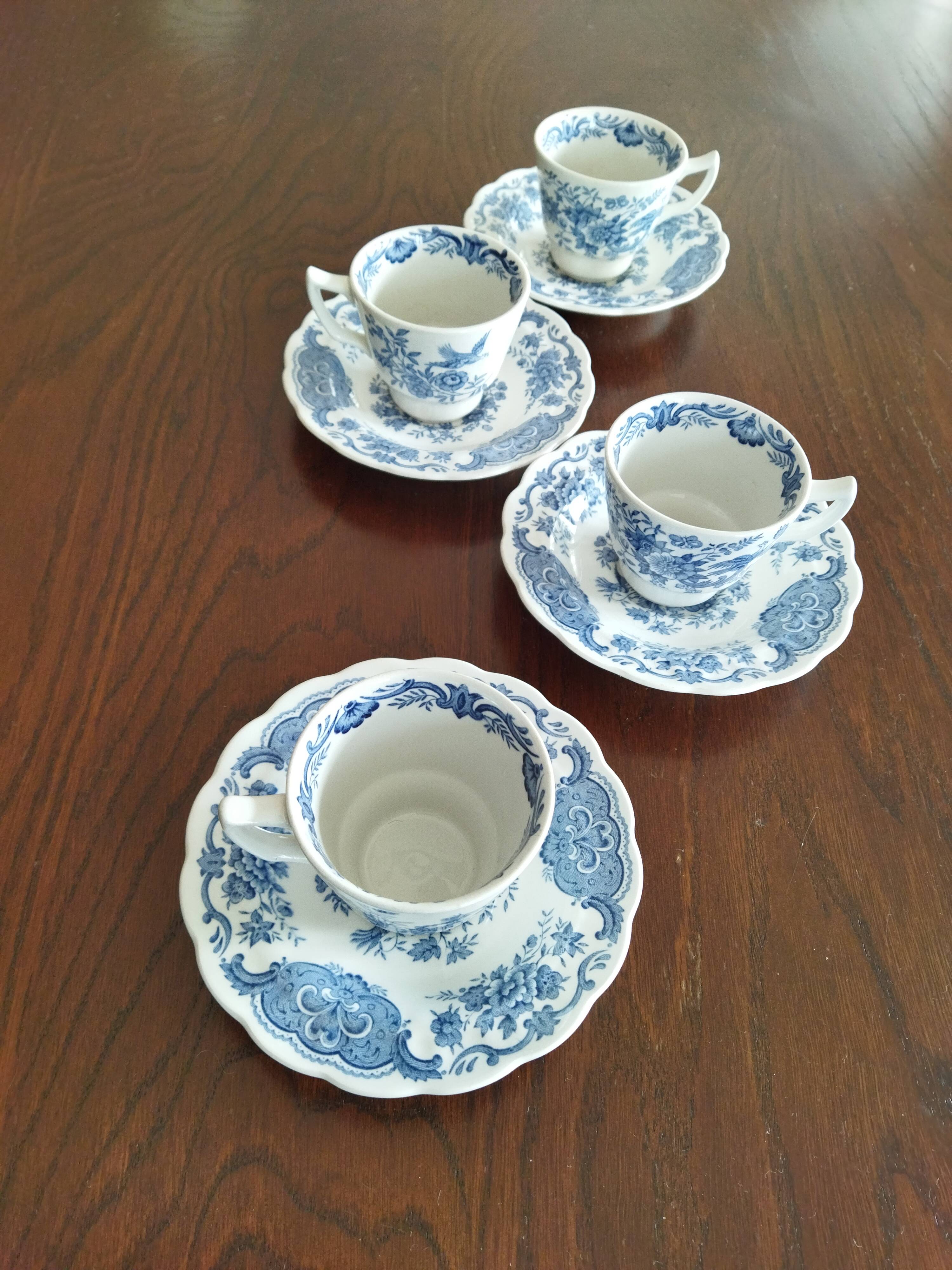Ridgway "Windsor" English mocha cups blue