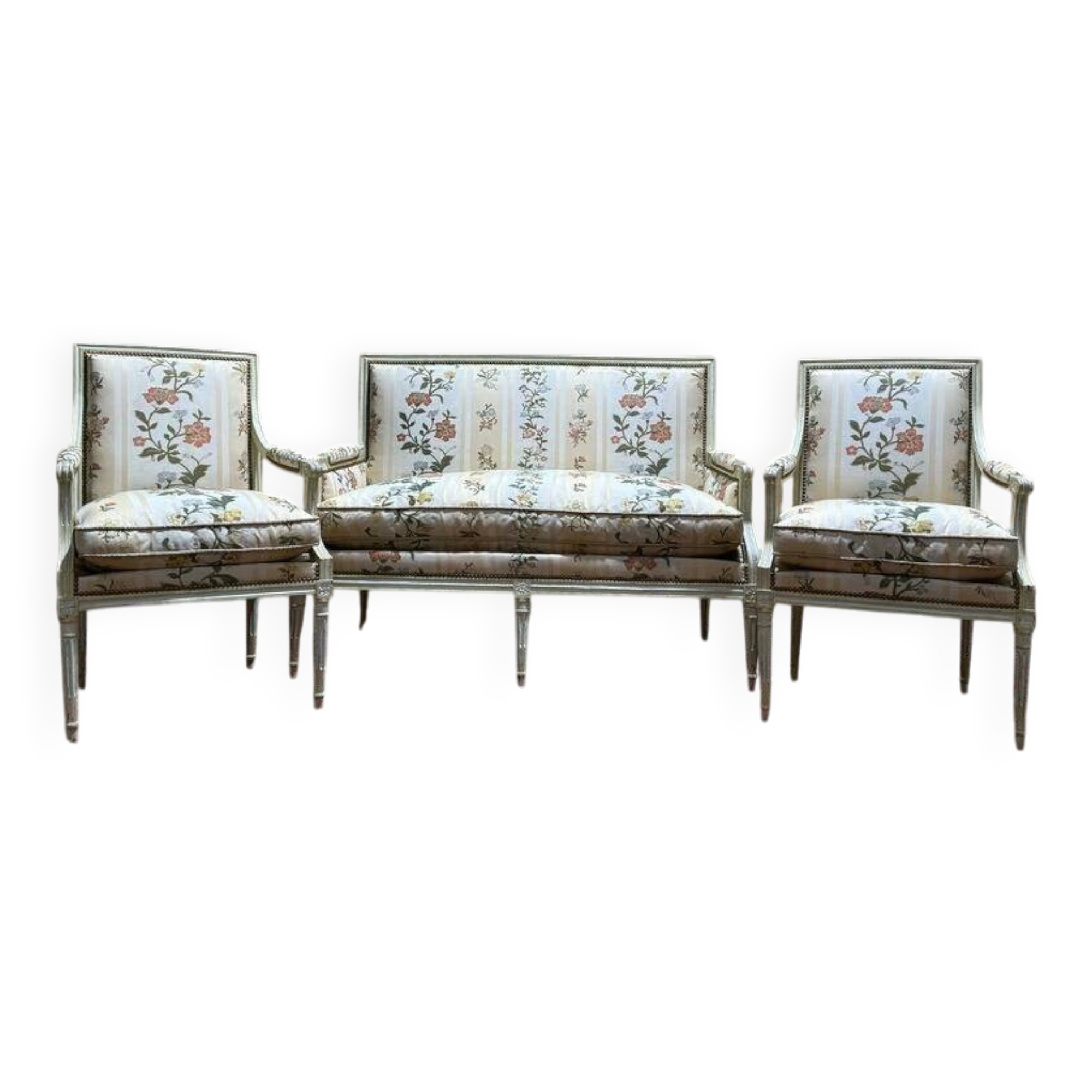 Salon de style Louis XVI Canapé et Paire de fauteuils