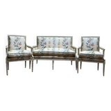 Salon de style Louis XVI Canapé et Paire de fauteuils