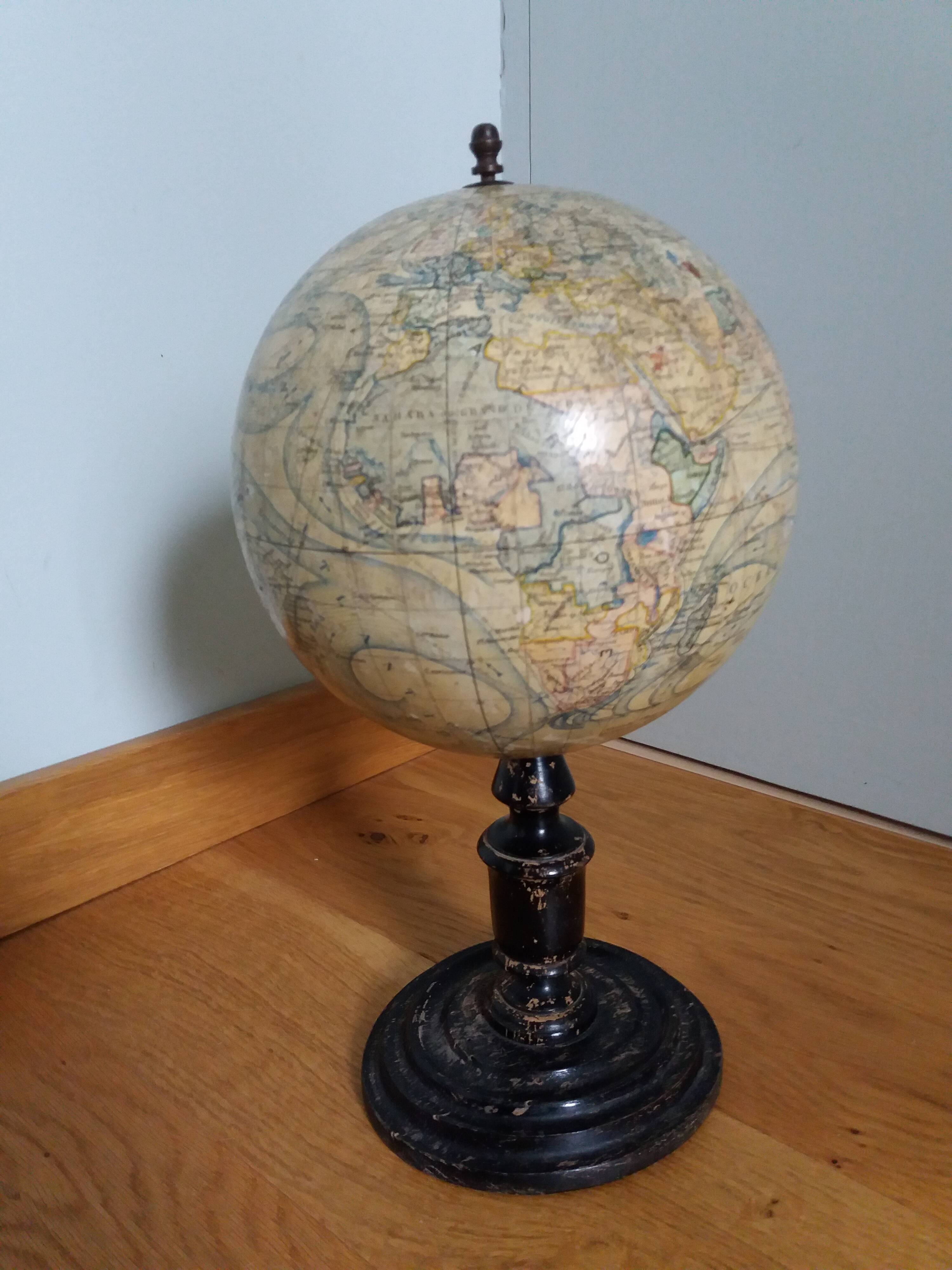 Lebegue 19th century Napoleon III world map globe