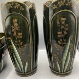 Rare Art Nouveau Ensemble circa 1900 – Glazed ceramic with iris decoration – Trio