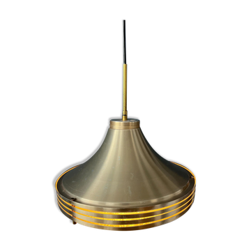 Suspension en verre et aluminium brossé de style mid-century