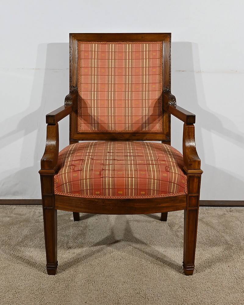 Solid Mahogany Armchair, Directoire Period – Early 19th Century