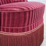 1960s, Danish armchair, original striped red furniture velour.