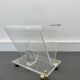 Vintage Acrylic Magazine Rack with Gold / Brass details, Plexiglas