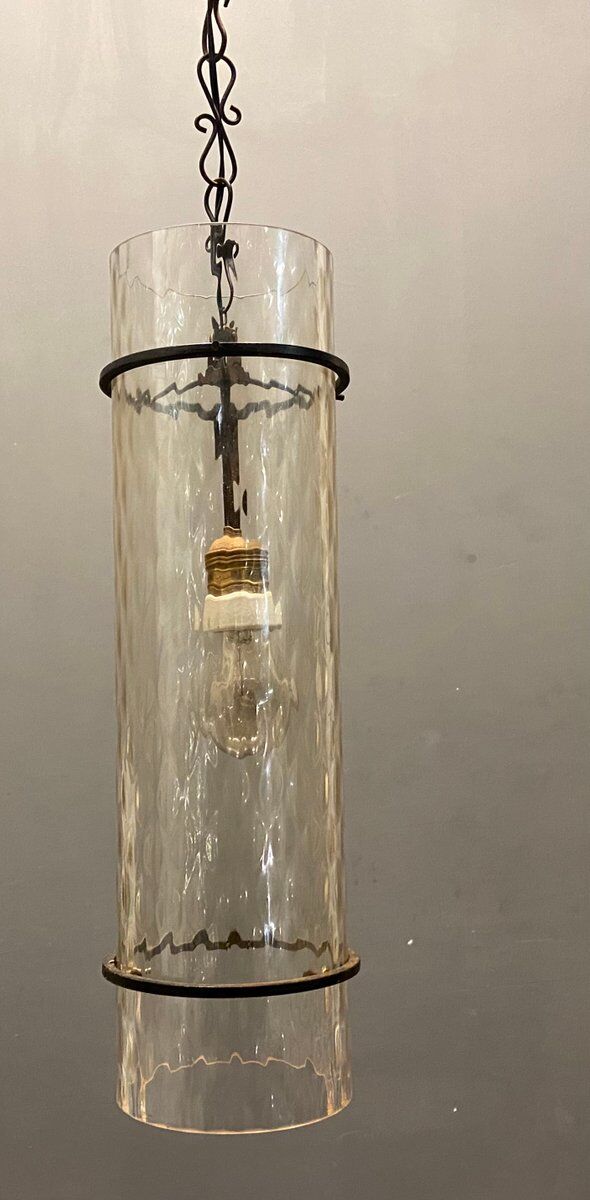 Italian wrought iron murano lamp light pendant