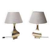 Pair of Postmodern Brass Table Lamps by Montagna Grillo and Tonello, Italy