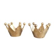 Pair of crown candle holders in brass