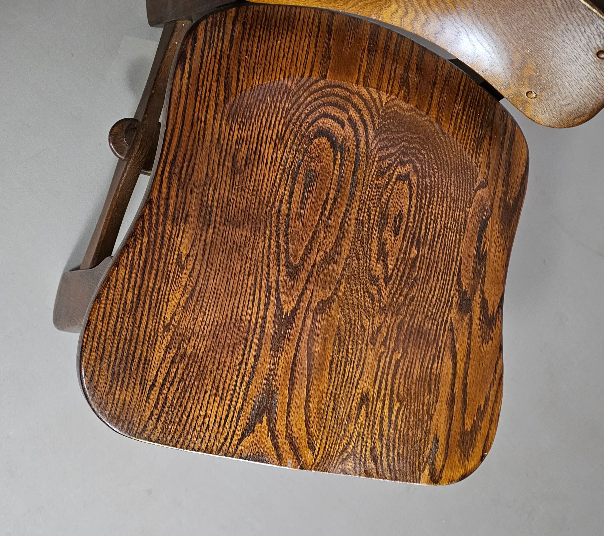 4 x Brutalist oak dining chairs / 60's