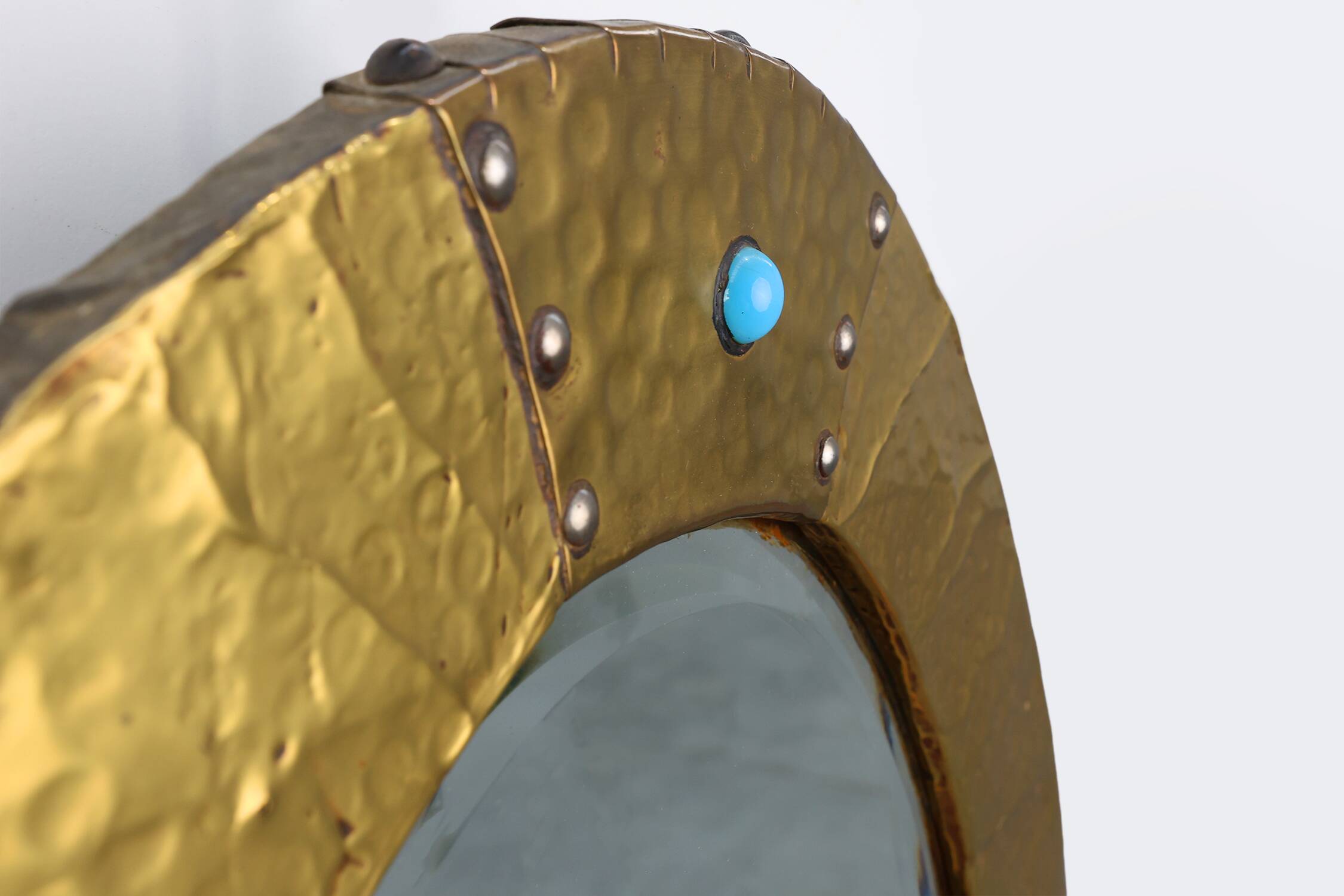 Arts & Crafts Copper Oval Mirror, France ca. 1905