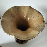 Duo of naturalistic stoneware vases – oak branches & acorns in relief