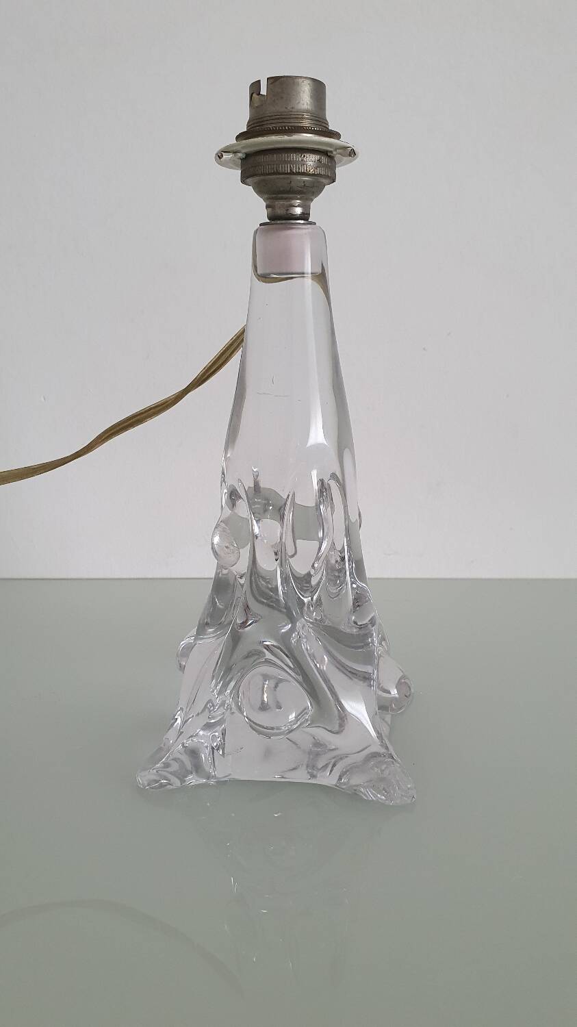 Twisted crystal lamp base - Cristallerie de Lorraine