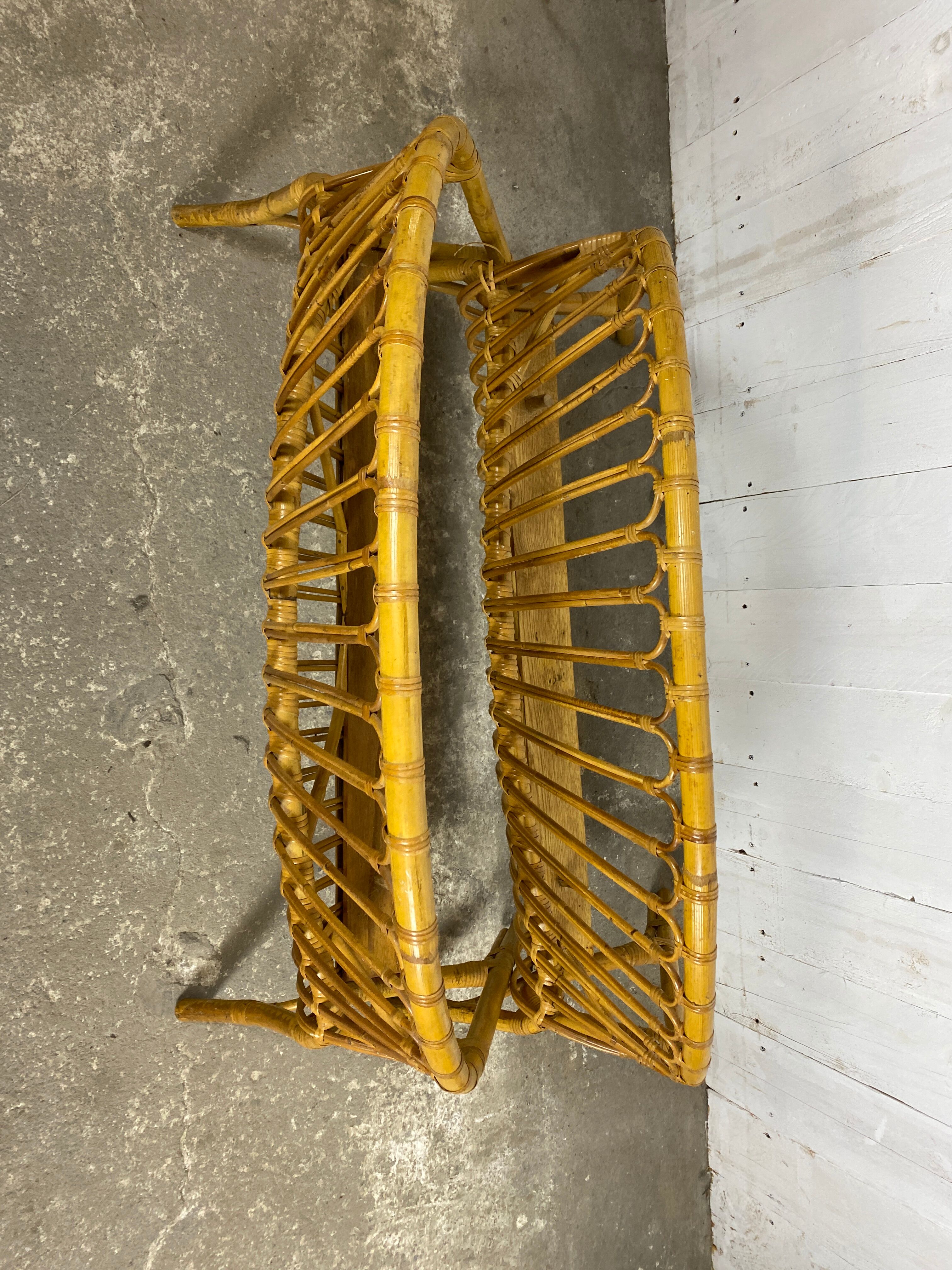 Antique rattan basket bed