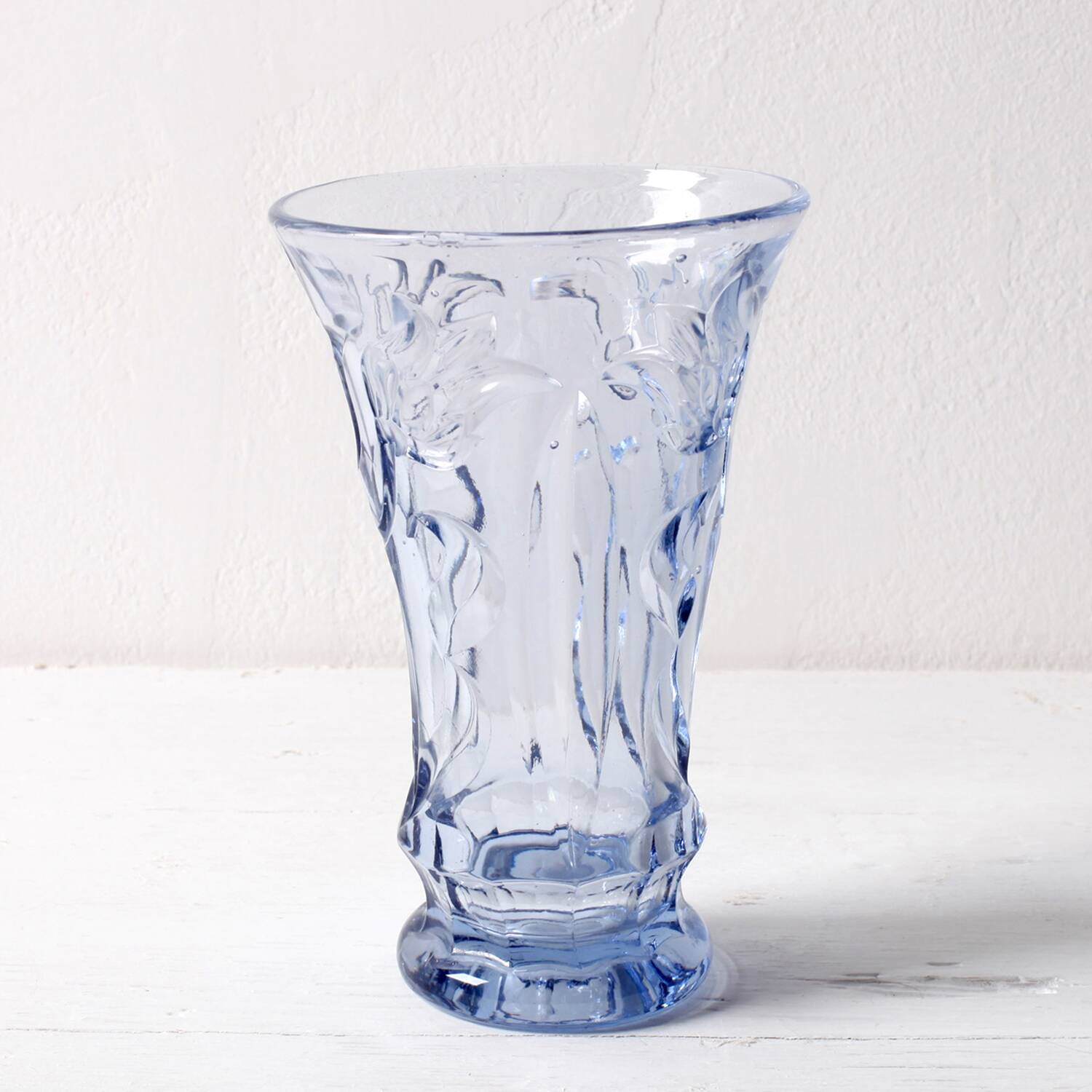 Art Vintage Glass Blue Cut Glass Vase / Eda Glasbruk / Sweden / 1930s