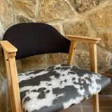 Fauteuil bois imprimé Vache