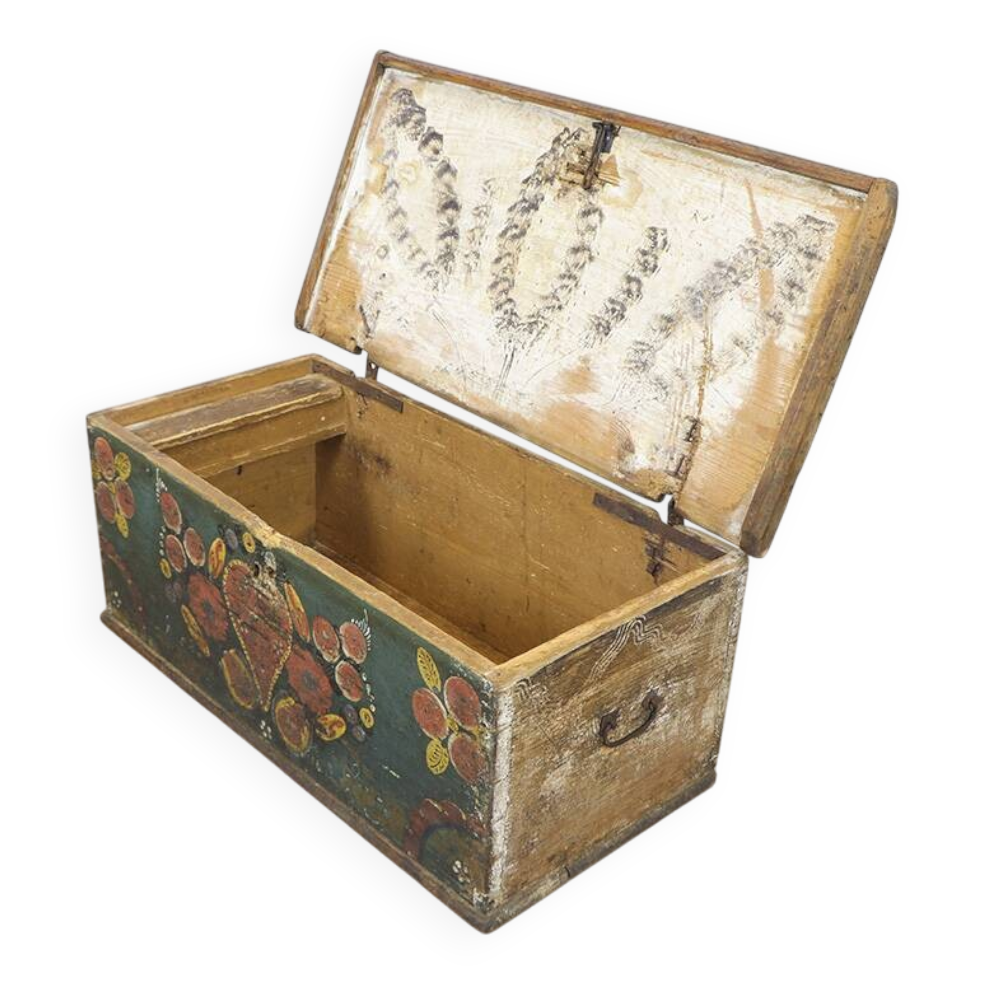 Folk art painted bridal chest