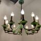 1950’s Opaline Glass Bronze Chandelier