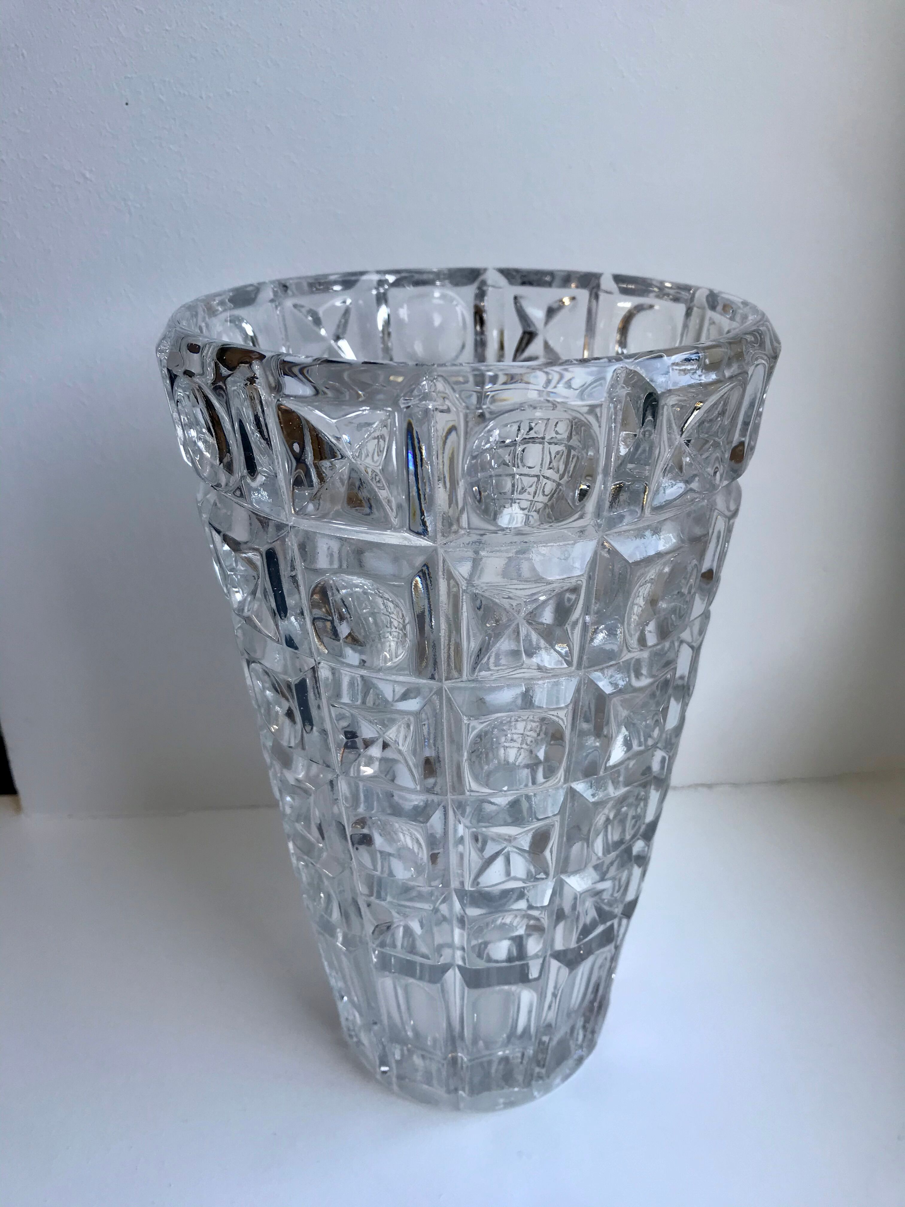 Crystal vase art deco style 60s