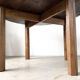 Brutalist round table in solid oak, 1950s.
