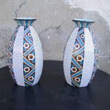 Pair of art deco earthenware vases from Sarreguemines