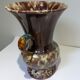 Vintage antique ceramic vase marbled brown white