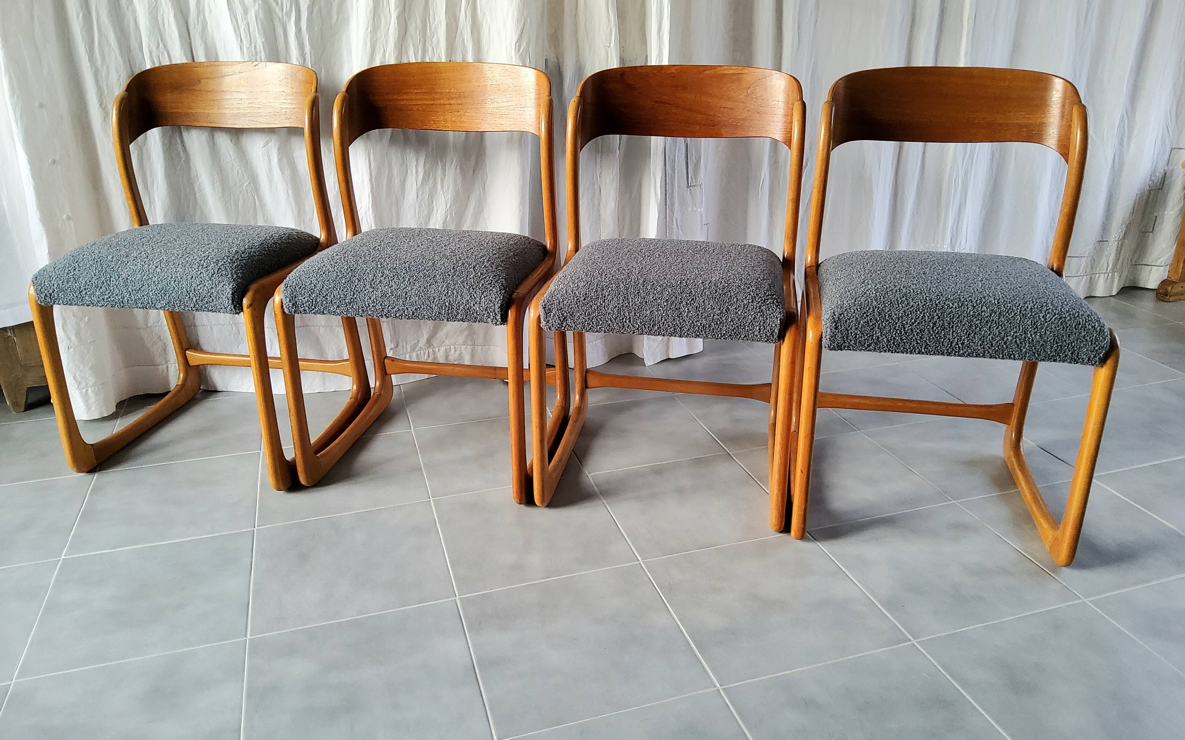 Ensemble de 4 chaises traîneau Baumann