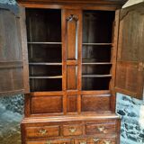 Antique English oak wardrobe with drawers, England, circa 1800–1820.