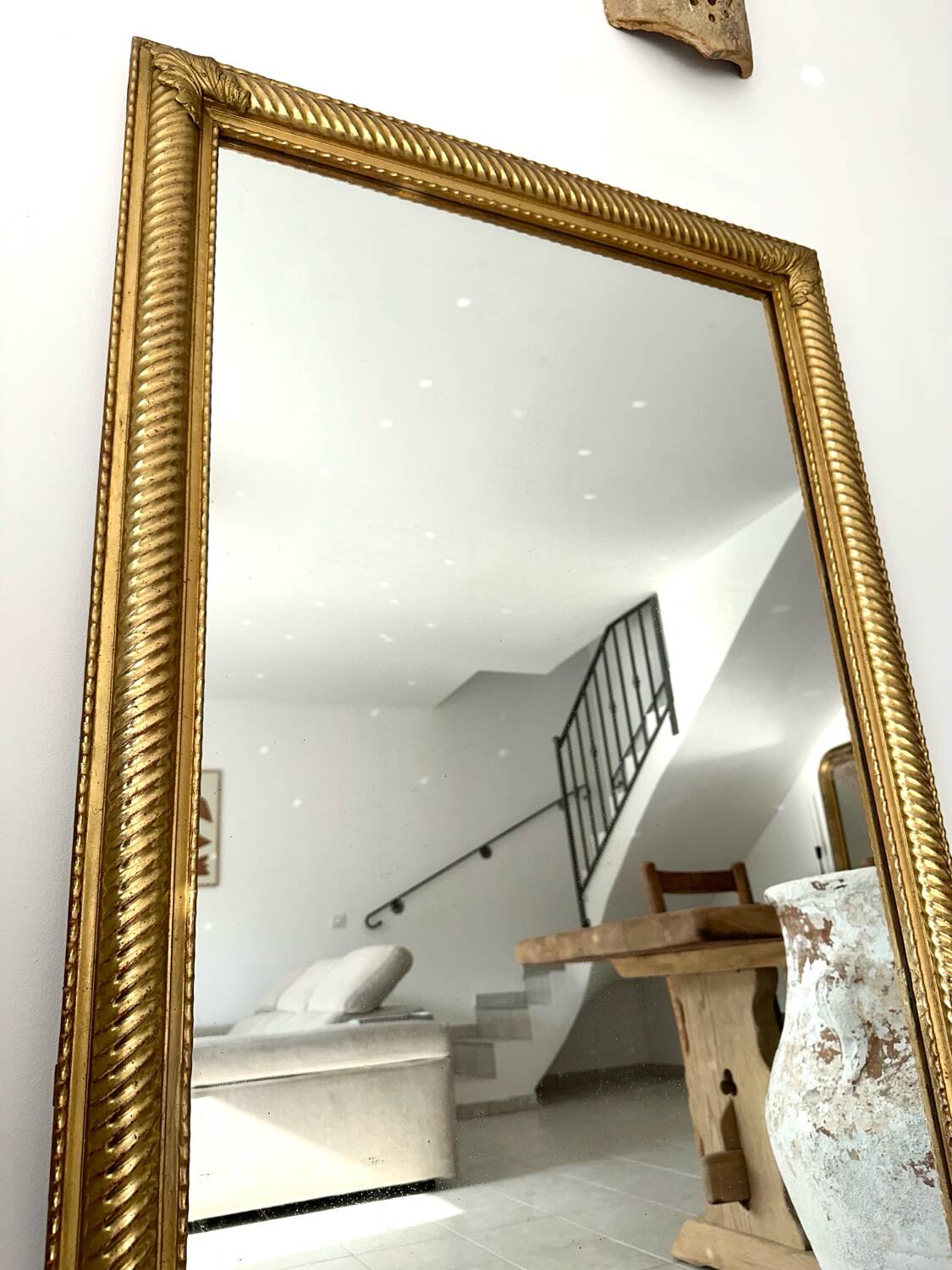 19th-century antique gilded mirror.