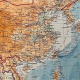 Old map of East Asia and Insulinde from 1945