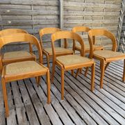 Set of 6 caned chairs by Baumann, gondola model.