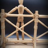 Wall-mounted rattan coat rack 4 hooks