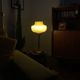 Large vintage lamp with brown and yellow opaline glass and brass.
