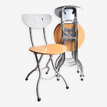 Série de 4 chaises pliantes Design des années 90 Attribuées à Piu de Bonaldo