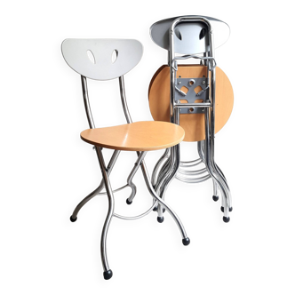 Série de 4 chaises pliantes Design des années 90 Attribuées à Piu de Bonaldo