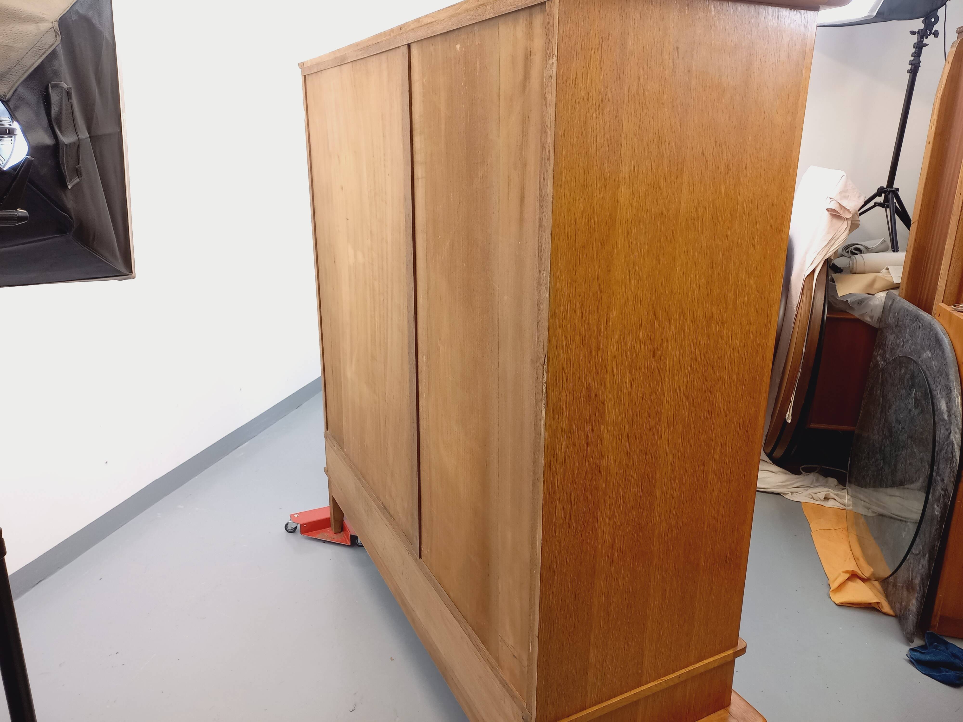 Vintage oak wardrobe from the 1960s.