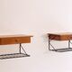 Pair of Scandinavian bedside tables to hang in teak 1960