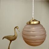 vintage globe pendant light in pink frosted glass