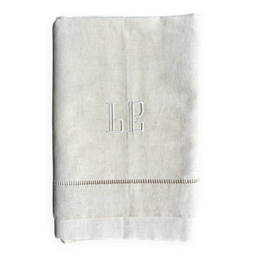 Drap en métis avec jour Venise et monogramme n°3 180 x 312 cm