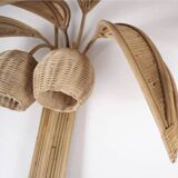 Pair of large “coconut/palm tree” rattan wall lights