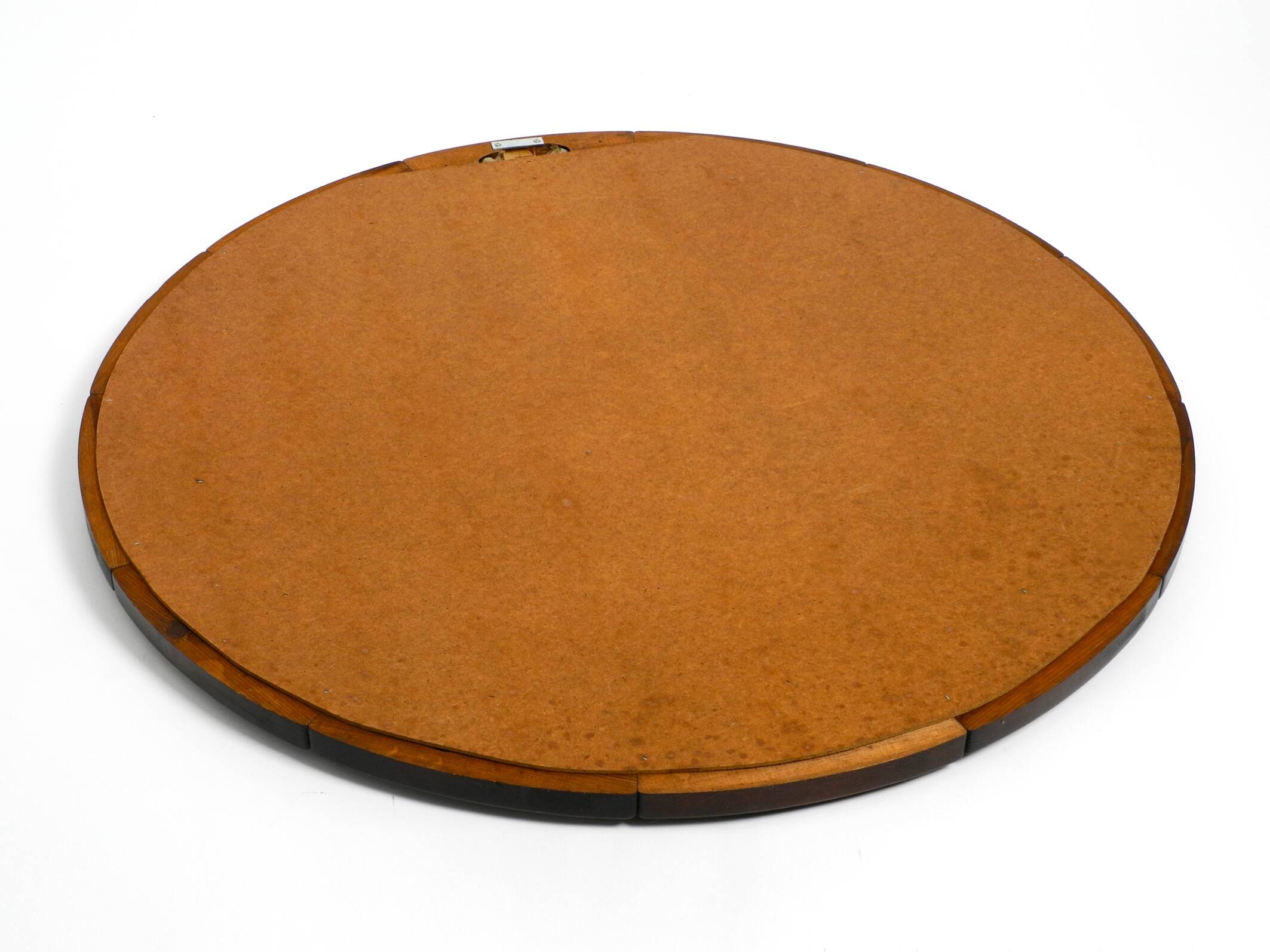 Huge 1970s maritime round pine wood wall mirror from Denmark | ∅ 89cm