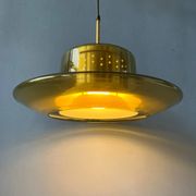 Suspension Space Age Dijkstra in smoked yellow glass, Mid-Century