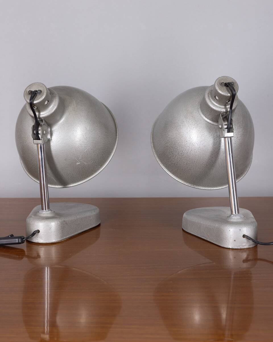 Pair of vintage 1960s metal table lamps by Seminara design