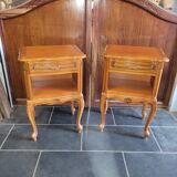 Pair of Louis XV style oak bedside table