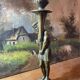 Art deco bronze candle holder