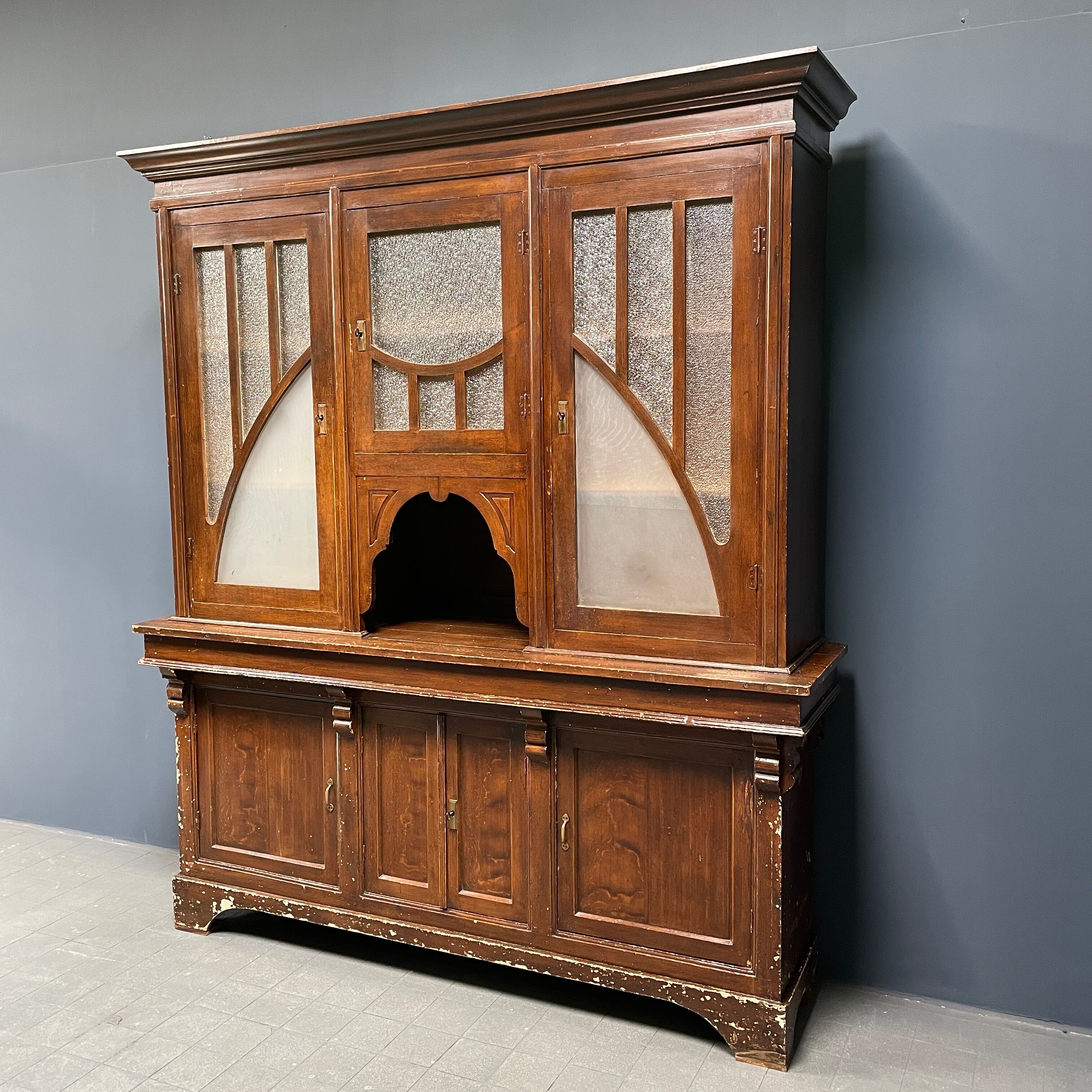 Large art deco cafe cabinet from Belgium, 1920s.