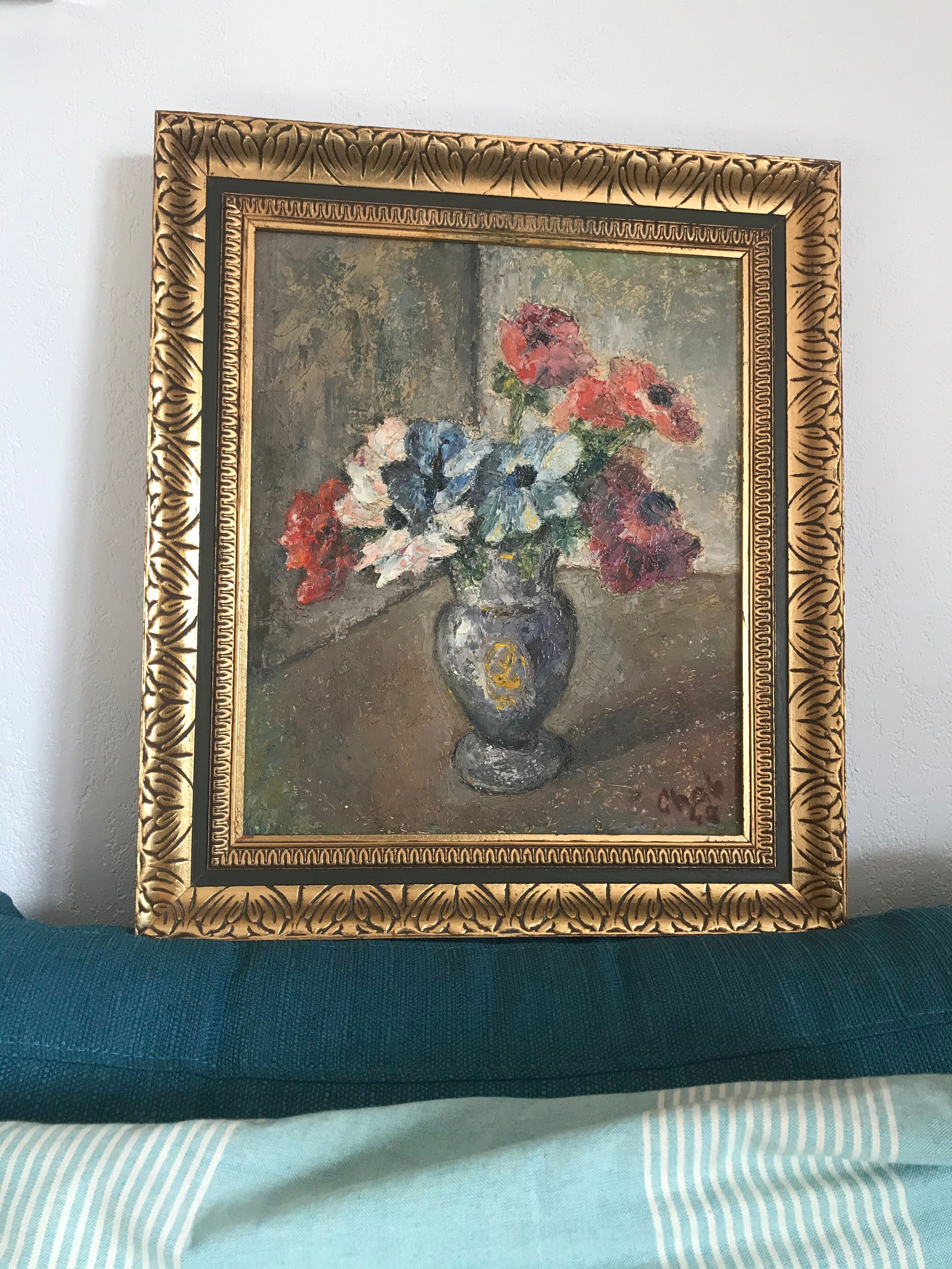 Old painting signed bouquet