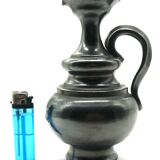 Vase pitcher, glazed ceramic in metallic black signed Jean Marais Vallauris.