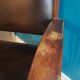 Fauteuil bois et cuir style colonial
